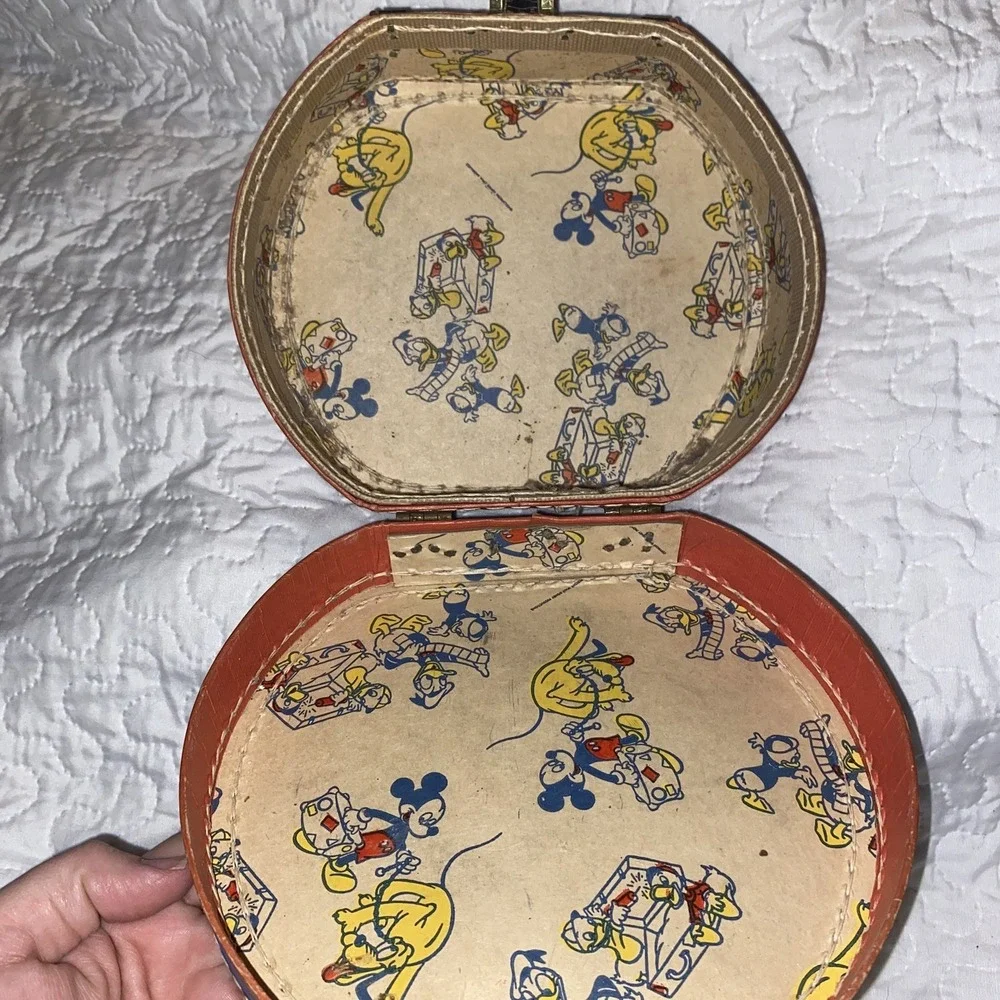 Vintage Disney Mickey Mouse Donald Duck Pluto Plane Suitcase Travel Bag Rare 50s
